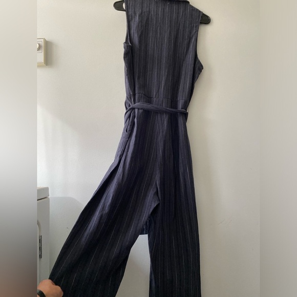 Vintage style striped cotton romper light denim cotton - Picture 7 of 11